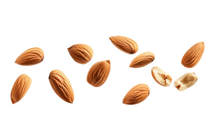 Set of Flying Nuts Isolated on Transparent Background

