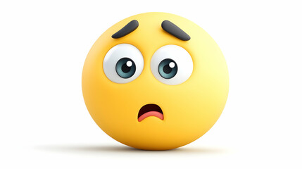 Fototapeta premium Animated character displaying worry and anxiety on an isolated backdrop