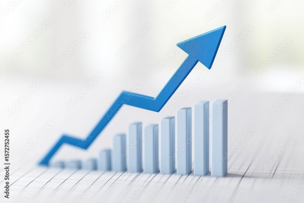 Poster visual representation of an upward growth trend in business metrics and analytics