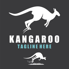Vector Kangaroo Wildlife Vintage Logo Design Template