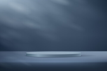 Empty dark blue studio room background with shadow leaves space for selling products, backdrop, wallpaper, background, text. Vector illustration.