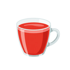 Bright red beverage in a clear cup set against a minimalistic background