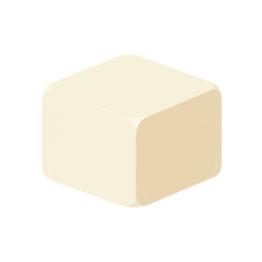 A smooth, beige cube representing a sugar block on a simple, clean background