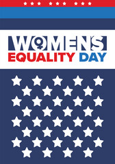 Women's Equality Day in United States. Female holiday, celebrated annually in August 26. Women right history month. Feminism concept. Poster, greeting card, banner and background. Vector illustration