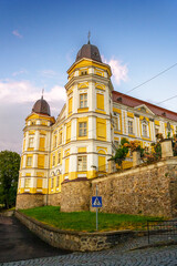 uzhhorod, ukraine - 9 jul 2012: exterior of holy cross greek catholic cathedral on the hill in...