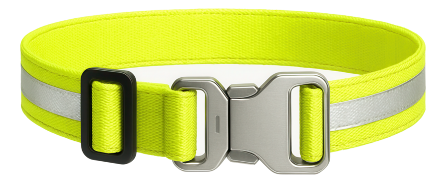 Neon yellow reflective belt with quick-release buckle