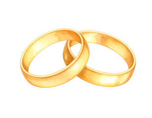 Elegant golden wedding rings symbolize love.