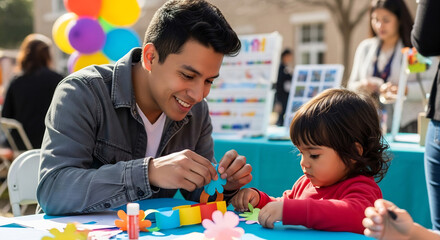 Engaging National Night Out: Father and Child Crafting Together, Building Community