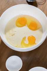 Eggs in a bowl ready for cooking