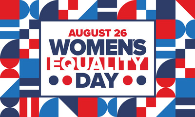 Obraz premium Women's Equality Day in United States. Female holiday, celebrated annually in August 26. Women right history month. Feminism concept. Poster, greeting card, banner and background. Vector illustration