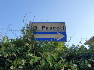 Via Pascoli and one way sign