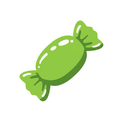 Bright green candy with a shiny surface, placed on a transparent background, ideal for playful designs