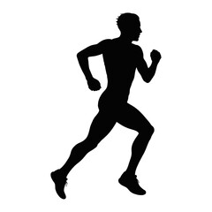 Dynamic Male Runner Silhouette in Full Stride - Athletic and Fitness Graphic