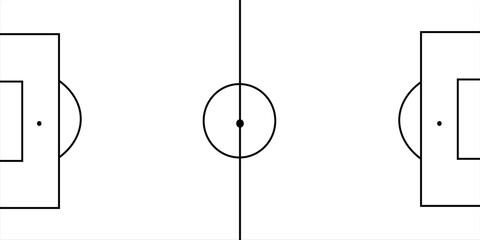 Football fields top view. Soccer grass fields with chalk lines. Green grass field background. Vector Football - Soccer Field. Scheme and marking of the football field, soccer field.