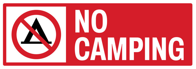 prohibition safety signs v2 uppercase text_no camping landscape size 1/2 a4,a3,a2,a1	 
