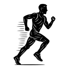 Obraz premium Muscular Male Runner Silhouette with Dynamic Speed Lines - High-Performance Athletic Graphic