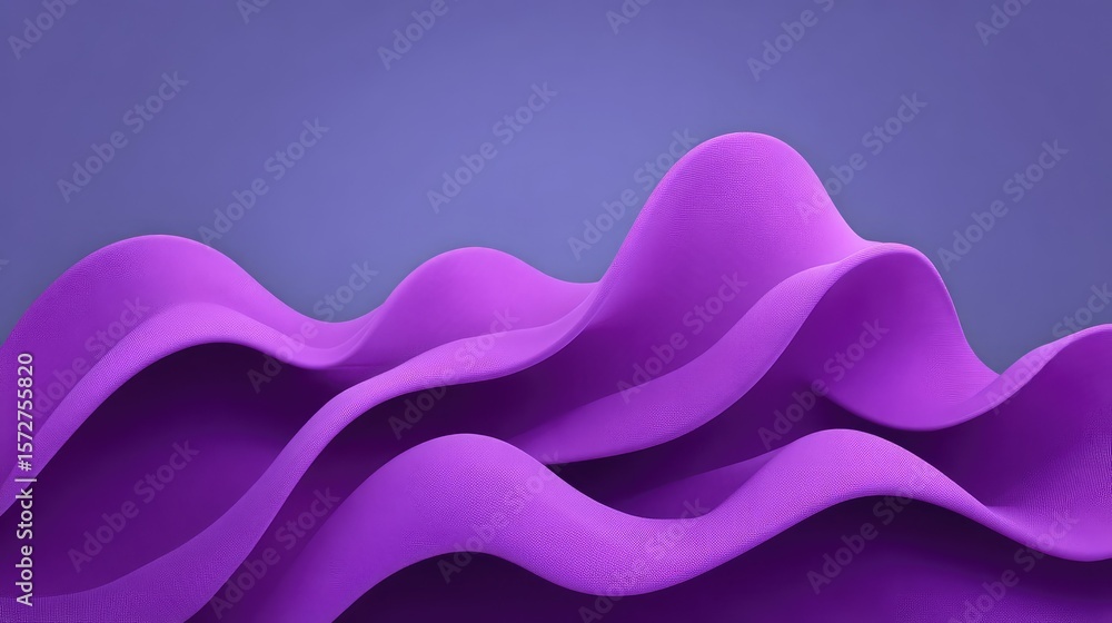 Poster smooth purple waves flowing diagonally across a soft gradient background, creating a calming abstrac