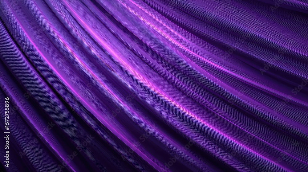 Poster smooth purple waves with light streaks crossing diagonally, creating dynamic energy and open space