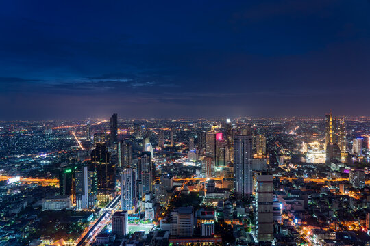 Fototapeta Bangkok central area city view at night