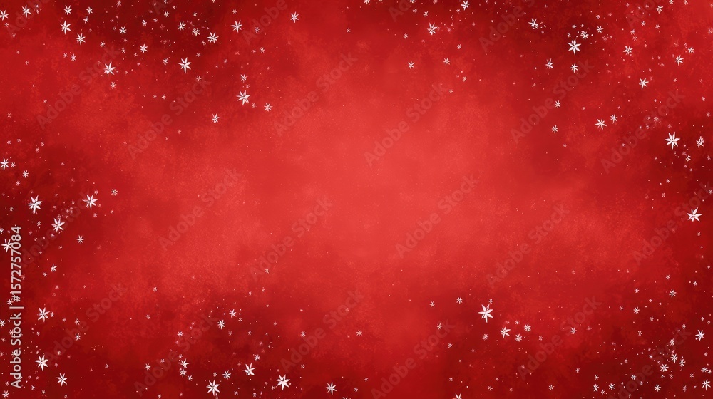 Poster soft red background with scattered stars and ribbon accents forming a loose frame around open middle