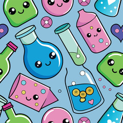 seamless background with chemical test tubes
