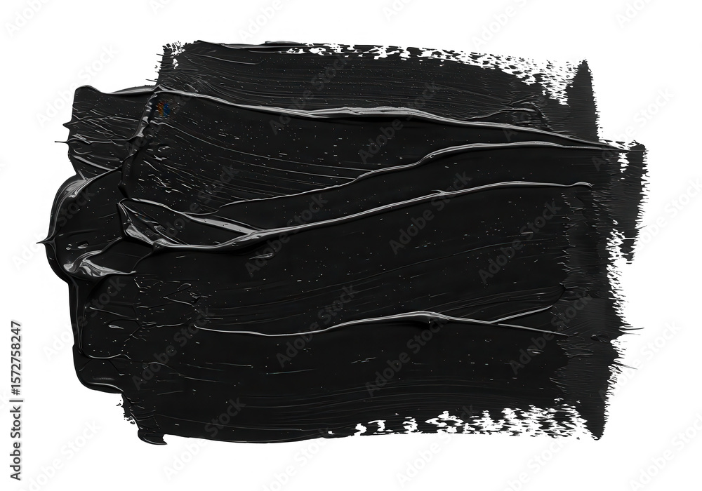 Aufkleber a thick black paint stroke creates a textured background with visible brush marks and gloss isolated
