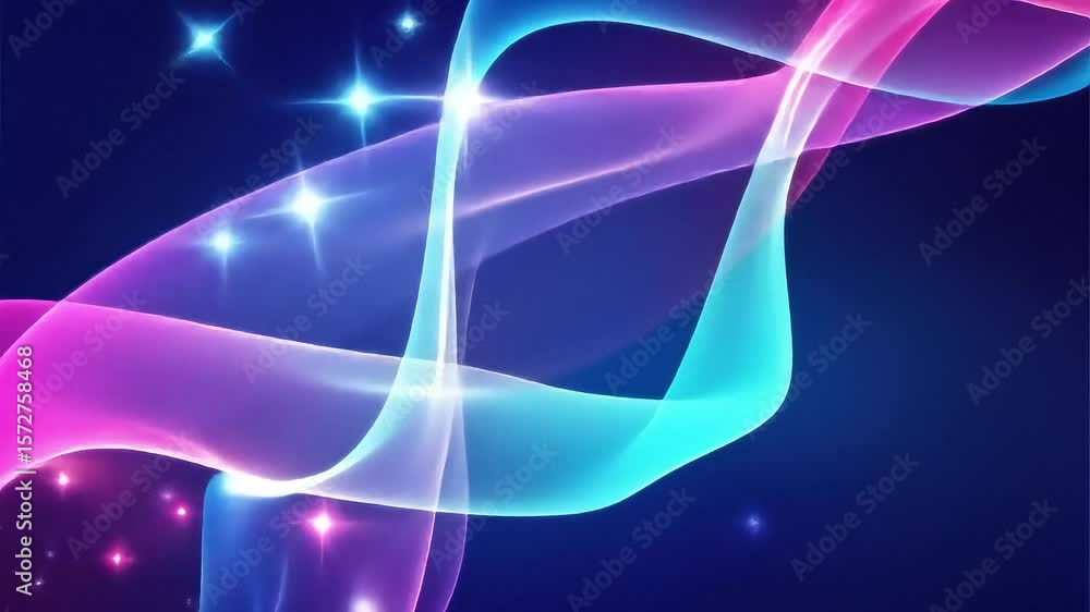 Poster abstract space background with flowing light and twinkling stars