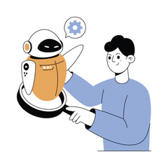 Ai Helping Modern illustrations. Eps 10 file on transparent background