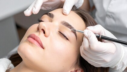 Beautiful Woman at beautry salon Eyebrow Grooming