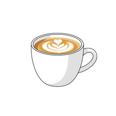 A beautifully crafted cup of coffee with latte art on a clean surface