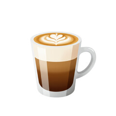 A beautifully crafted latte in an elegant glass cup, showcasing intricate foam art
