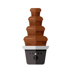 A chocolate fountain cascading rich, melted chocolate at a festive gathering, surrounded by treats