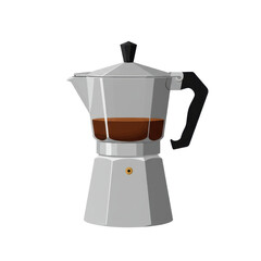 Classic stovetop coffee maker brewing aromatic espresso in a cozy kitchen setting