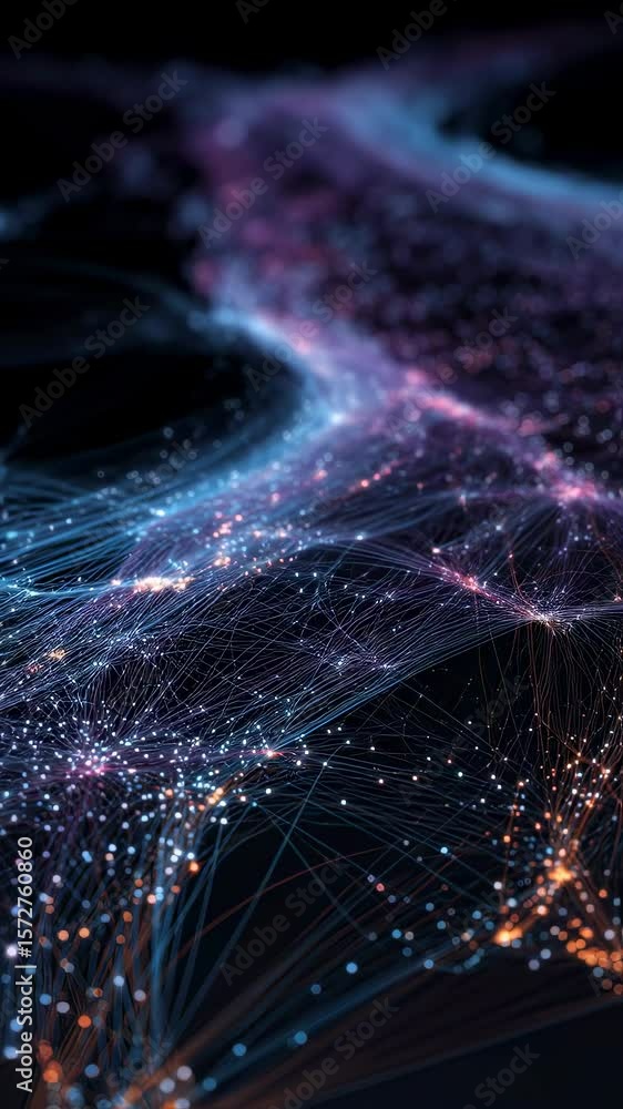 Aufkleber A mesmerizing digital background illustrating a web of global connectivity. The vibrant nodes symbolize diverse networks while flowing lines represent the continuous flow of data encapsulating