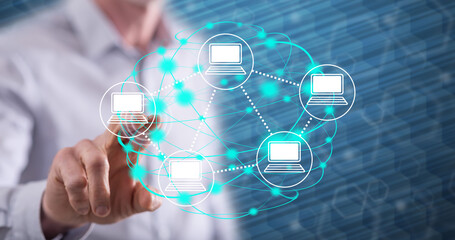 Man touching a webinar concept