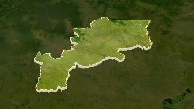 Lomami - province of Democratic Republic of the Congo, extruded. Map animation