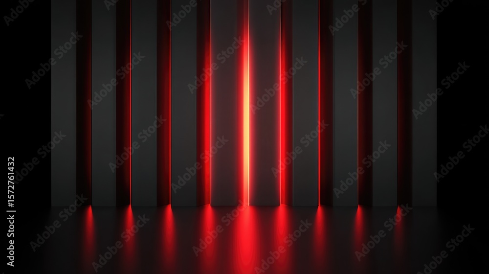 Aufkleber vertical red stripes on matte black surface with light reflection and space for design in center