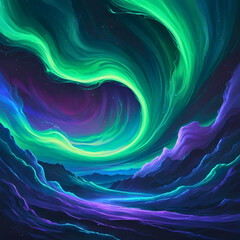 Aurora borealis northern lights landscape scenic night sky green and purple
