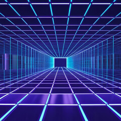 Neon grid perspective futuristic abstract background technology design art