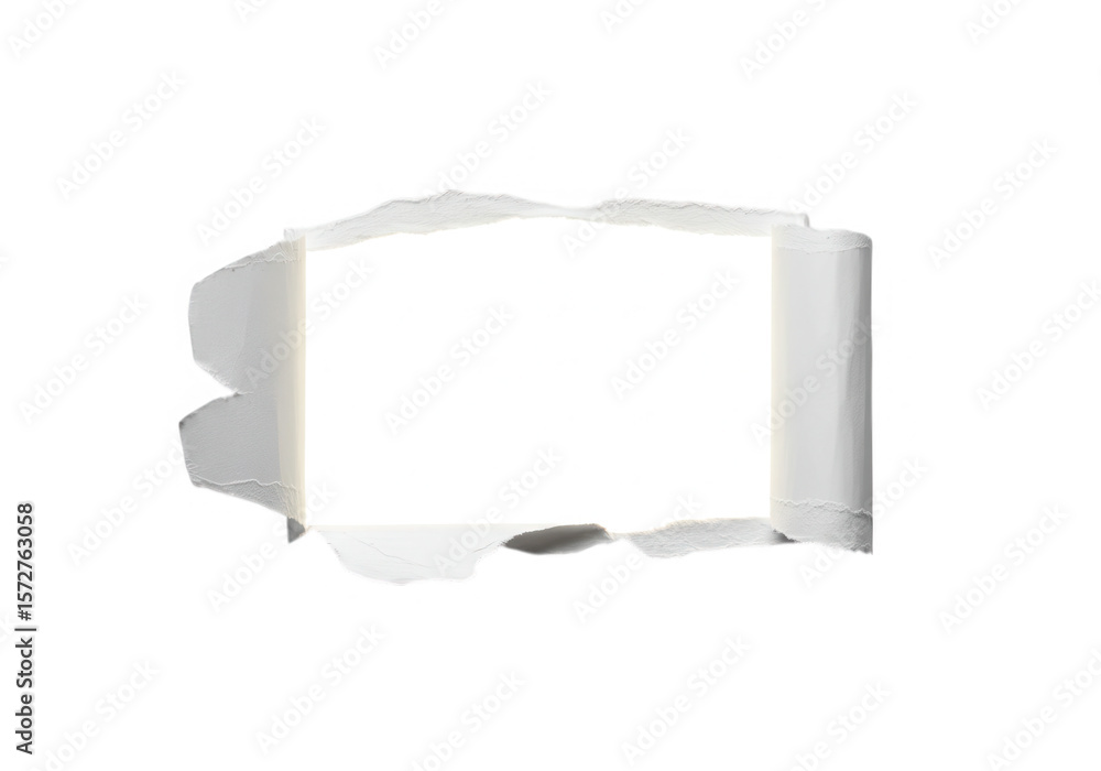 Poster a torn white paper with a rolled edge reveals a blank space, ideal for adding custom text or images 