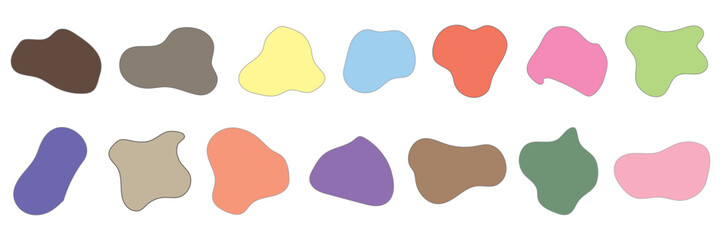 Blob shape organic set. Fluid cooler blob shape vector for abstract design.Irregular random minimal blob form. Abstract watery forms template. Organic blobs set icon on transparent background. Se .