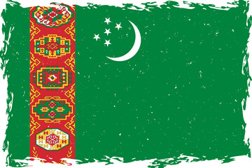 Flag of turkmenistan brush stroke grunge texture