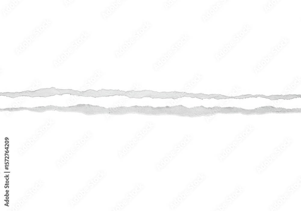 Poster two strips of torn white paper create a textured abstract background with rough edges isolated on tr