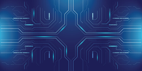 Abstract circuit board background in blue, representing digital tech and electronic connections.