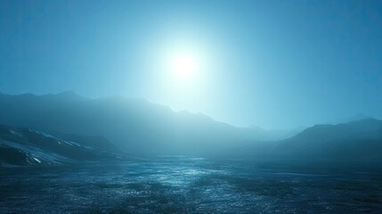 Fototapeta premium Vast, serene alien landscape bathed in ethereal light