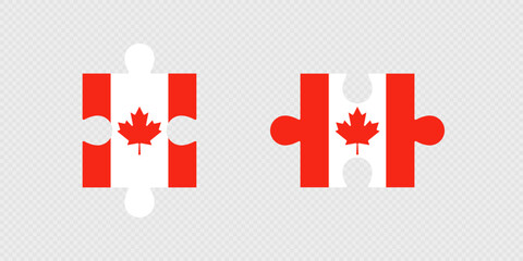 Puzzle Pieces with Canada Flag.