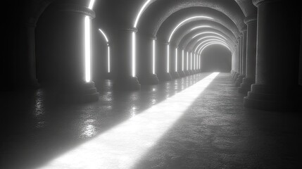 Obraz premium Ancient hallway illuminated by a bright light