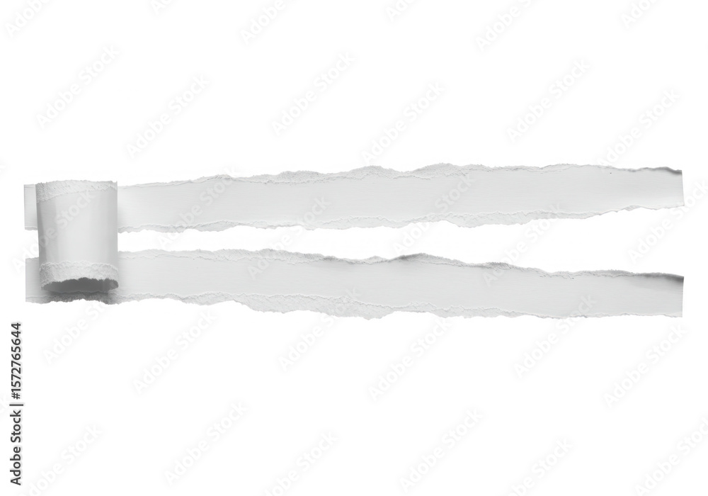 Aufkleber two strips of torn white paper with rough edges are isolated on a clean background isolated on trans