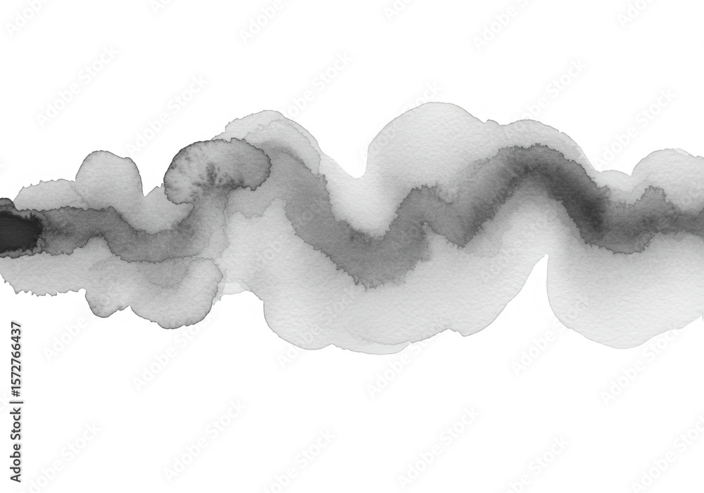 Aufkleber a flowing abstract black watercolor stain with ink wash texture, creating a unique artistic backgrou