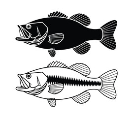Fototapeta premium Game Fish Icon Set, Vector Illustrations of Jumping Marlin and Tuna